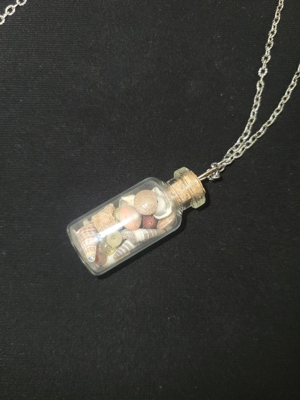 Handmade Mini Glass Bottle Seashell Pendant Necklace